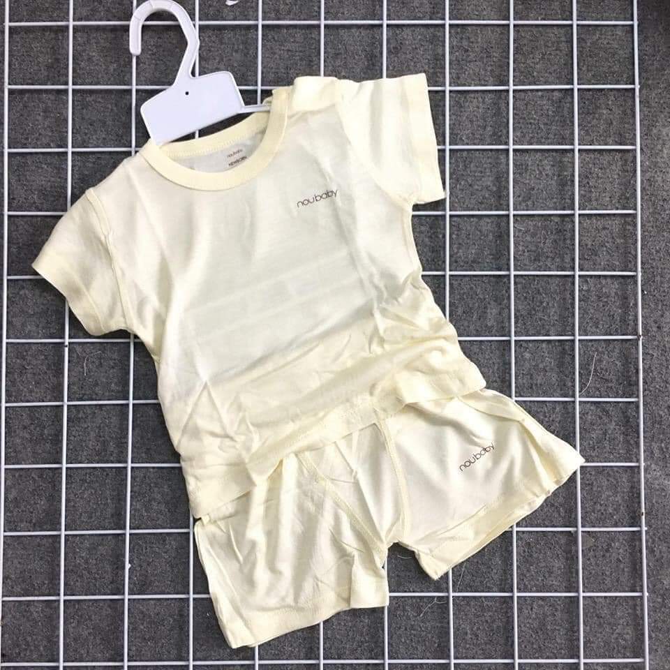 Bộ đồ cotton cộc tay mùa hè bộ noubaby sợi tre mềm mát