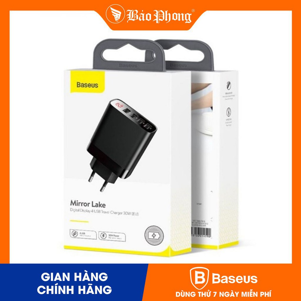 Sạc 4 cổng usb 30w baseus mirror lake digital ccjmhb-b01 / b02