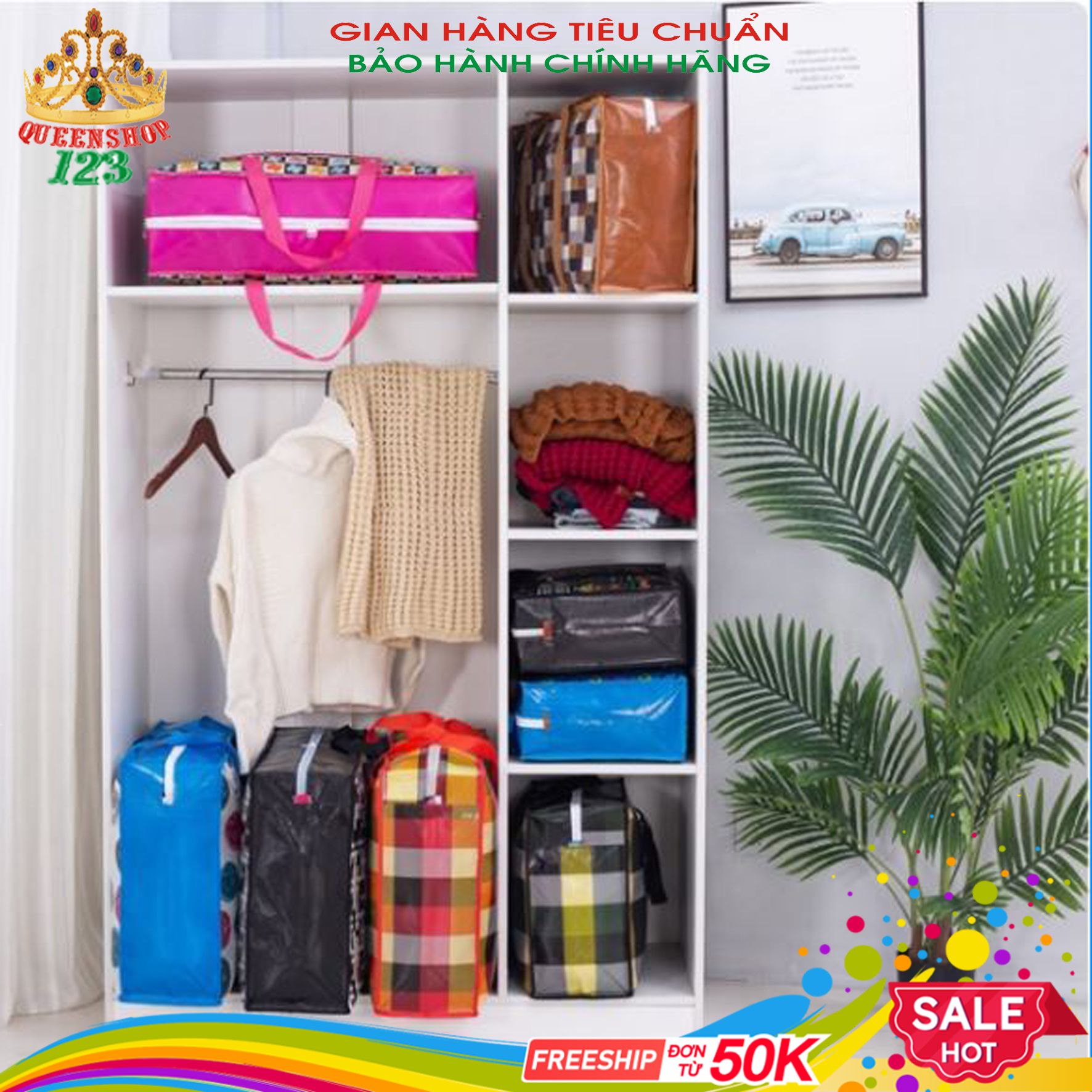 Túi bạt dứa siêu bên 20cm - 90cm. Túi Đựng Đồ Có Khóa Kéo Tiện Lợi Thích hợp Đựng Quần Áo, chăn màn.