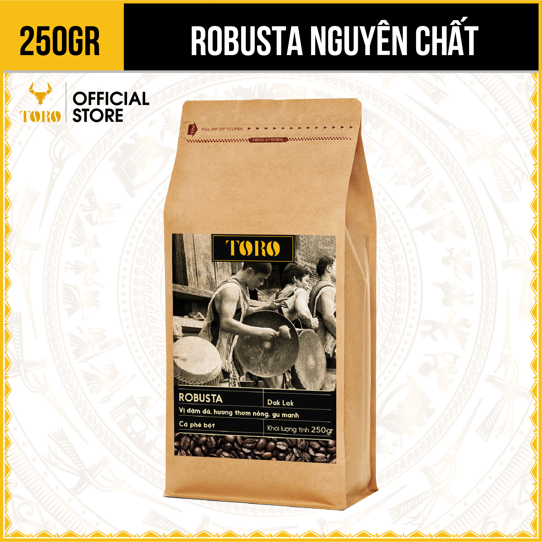 [250GR] Cà Phê Bột Toro Robusta Nguyên Chất 100% | TORO FARM