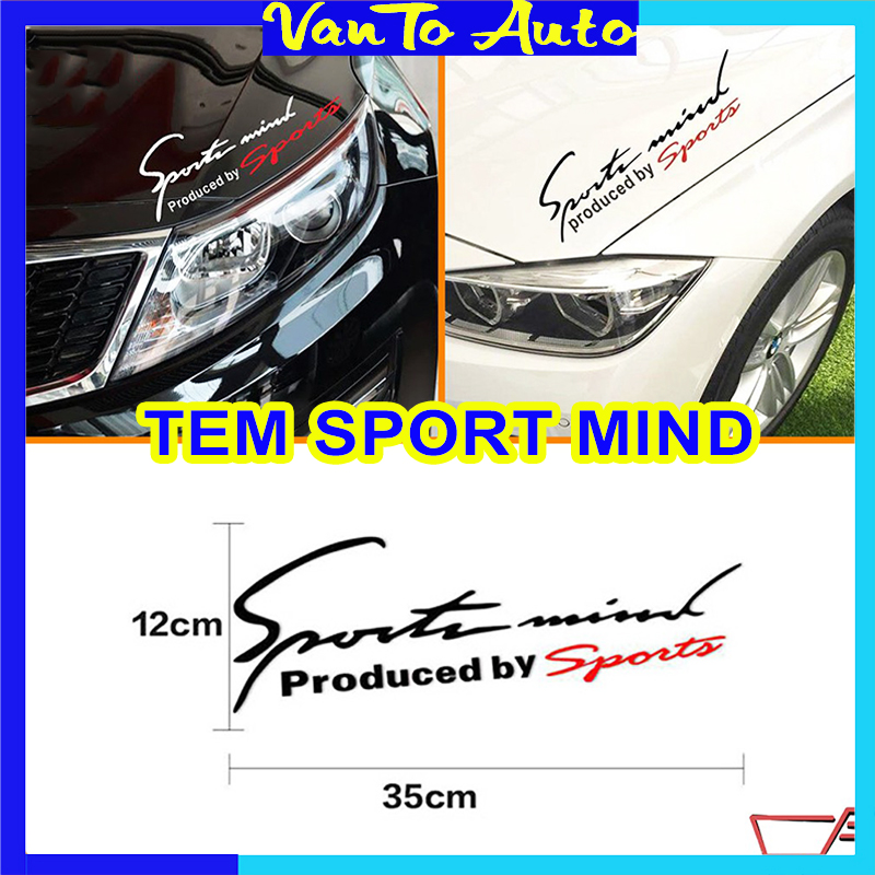 Tem sport mind dán nắp capo ô tô
