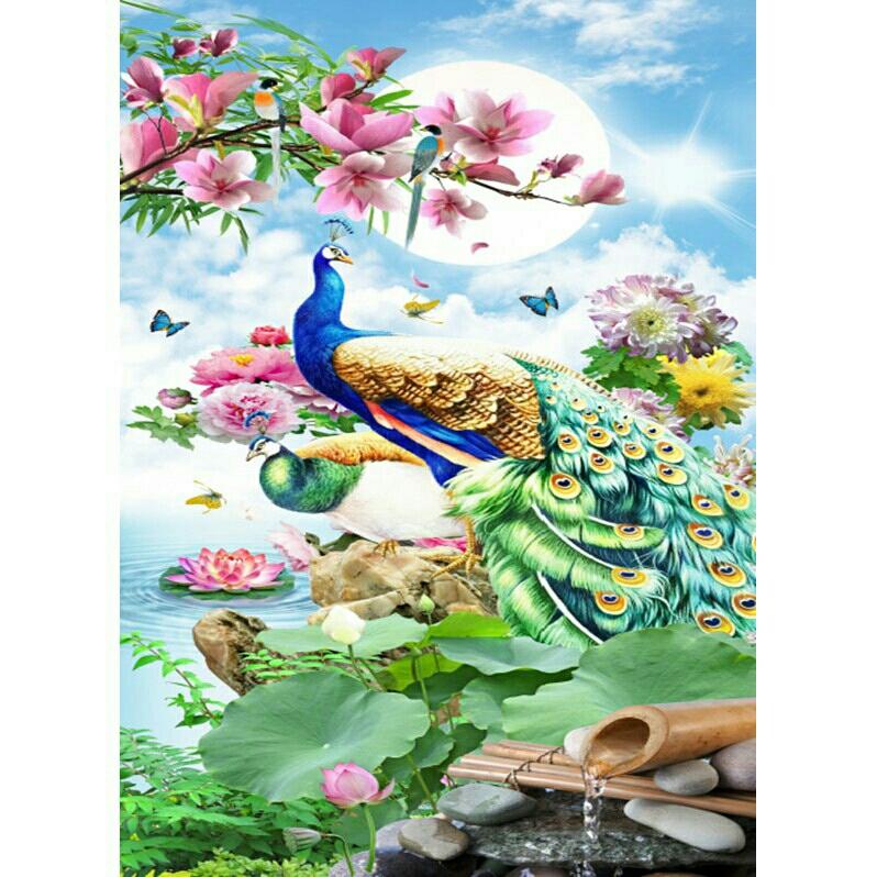 Tranh đính đá kim cương abc uyên ương thưởng nhật