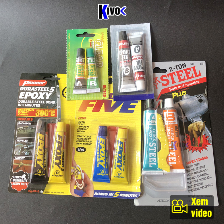 Keo AB EPOXY Siêu Dính Chịu Lực, Chịu Nhiệt, Chống Thấm, Chống Nước- Keo AB Dán Sắt, Dán Gỗ, Dán Đá, Dán Nhựa, Dán Kính, Dán Gốm Sứ, Dán Kim Loại - Keo Epoxy Siêu Dính- Keo dán Trong Suôt- Keo ab Epoxy- Keo Dán Đa Năng Siêu Dính- Kivo