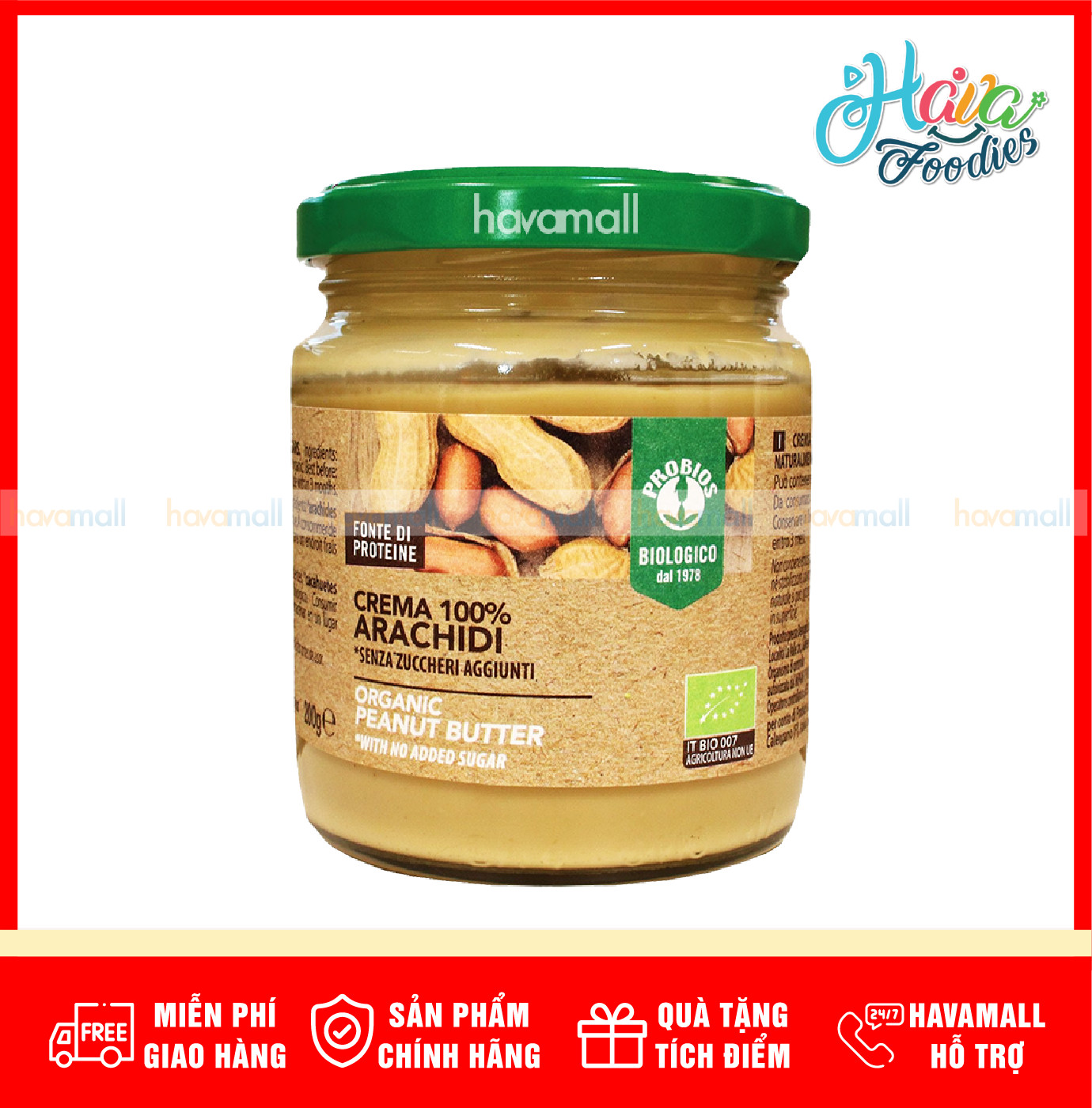 [ HÀNG CÔNG TY NHẬP KHẨU ] Bơ Đậu Phộng Hữu Cơ – ProBios Organic Peanut Butter 200g