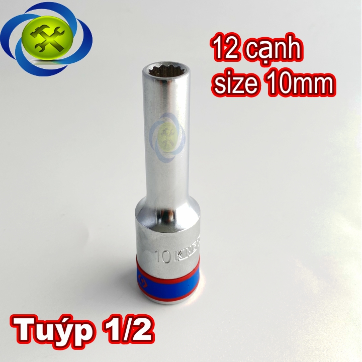 Tuýp 1/2 inch 10mm 12 cạnh màu trắng loại dài kingtony 423010m