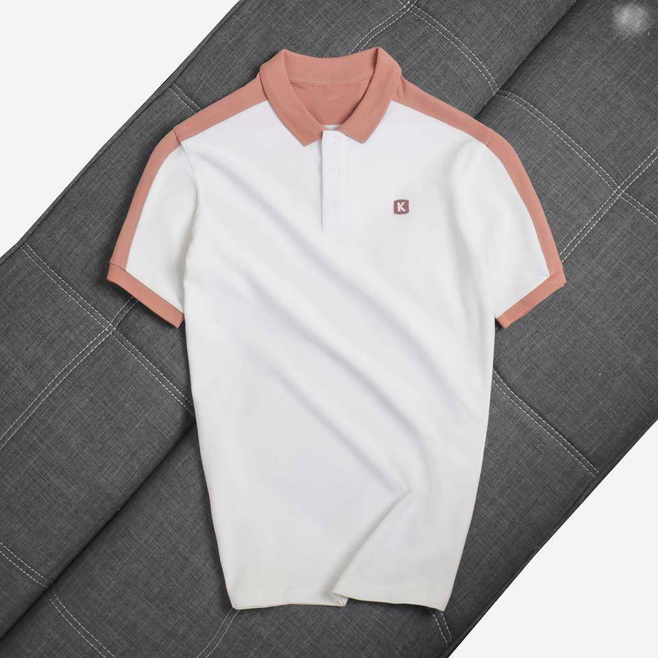 Áo thun nam có cổ phối màu viền vai họa tiết ngực thời trang Chất vải đẹp