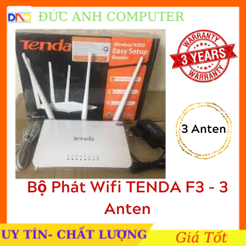 Bộ Phát Wifi TENDA F3 - 3 Anten - Phát Sóng Cực Tốt - Chính Hãng Bảo Hanh 2 năm, Thiết bị phát sóng WIFI 3 anten, Bảng Tiếng Anh, MicroSun Phân Phối