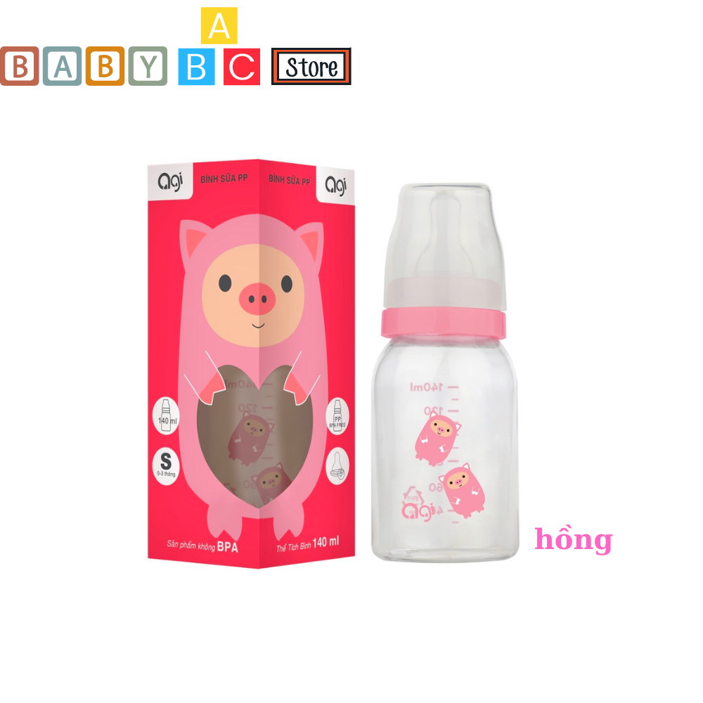 Bình sữa agi cổ hẹp 140ml bình sữa cho bé cổ hẹp nhựa pp mẫu mới
