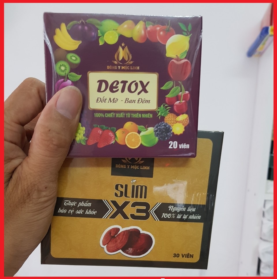 Giảm cân linh chi X3 tặng kèm 20 viên detox thải đôc ban đêm