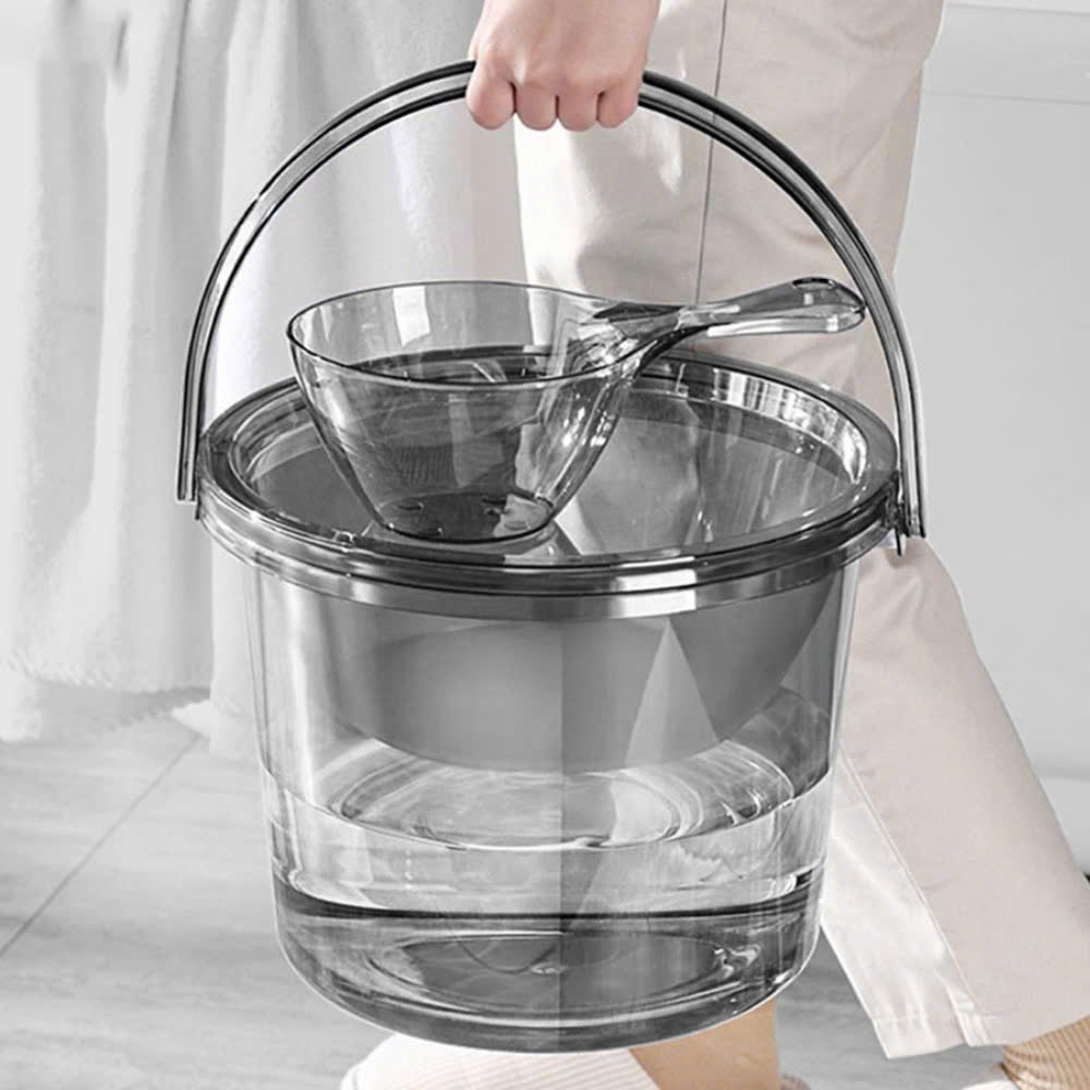 Xô nhựa trong suốt xô đựng nước dung tích 14L kèm gáo nước chất liệu nhựa Acrylic dày dặn