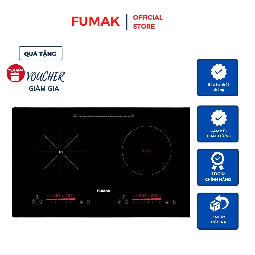 Bếp từ đôi bếp hồng ngoại fumak fm-cf2000 g suất 2000w mỗi bên - bảo hành 24 tháng