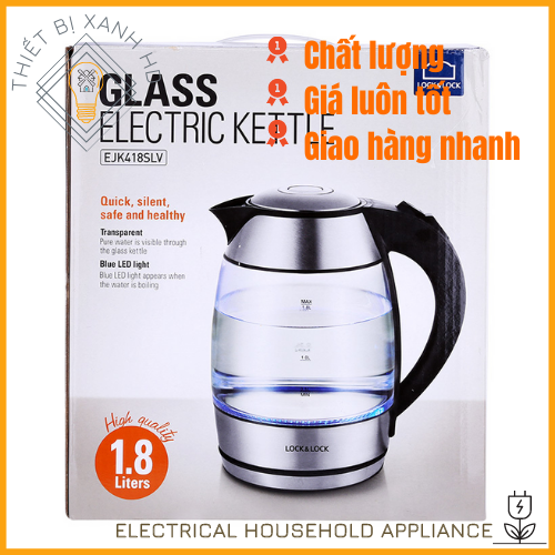 Ấm đun nước thủy tinh lock & lock electric kettle glass 1.8l