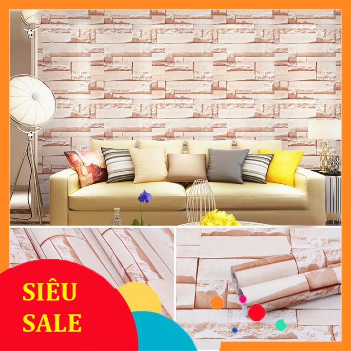 Giấy dán tường gạch 3D 02 có keo sẵn