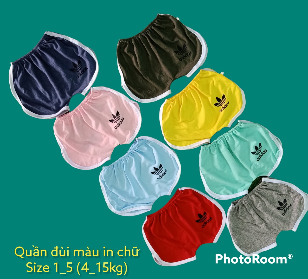 Set 10 quần đùi đủ màu in chữ cho bé