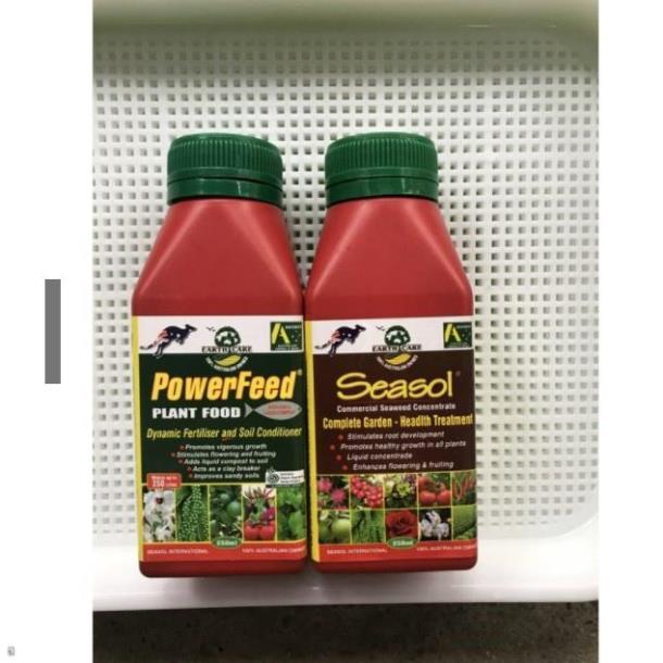 Combo 2 chai phân đạm cá powerfeed và tảo biển seasol chai 250ml nhập khẩu úc
