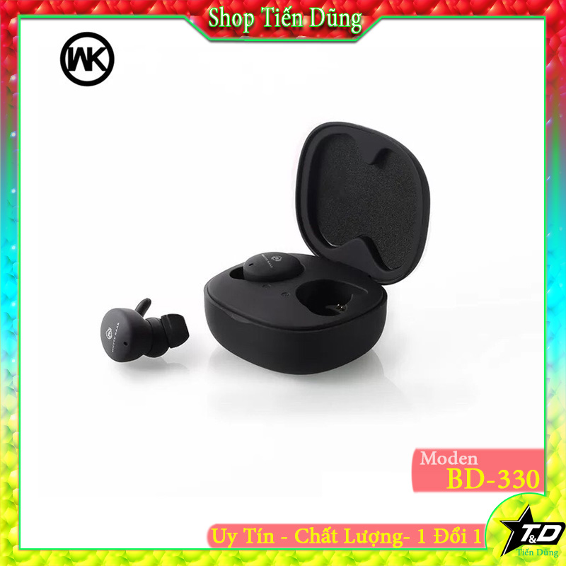 Tai nghe bluetooth không dây WK BD330 dòng 2 tai nghe có đốc sạc kèm theo