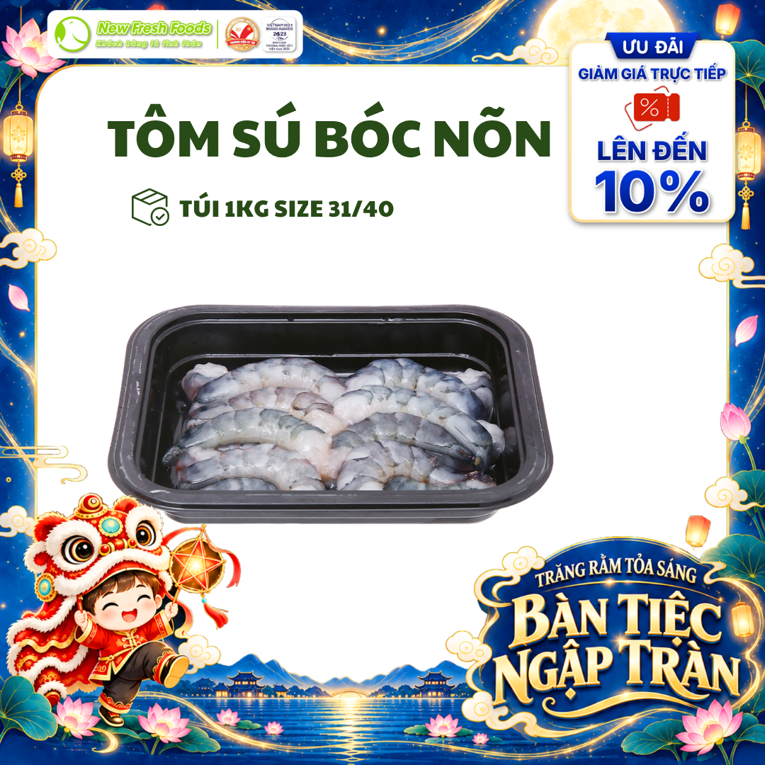 [HỎA TỐC HCM] Tôm Sú Sinh Thái Hữu Cơ Bóc Nõn - Hộp 1 Kg