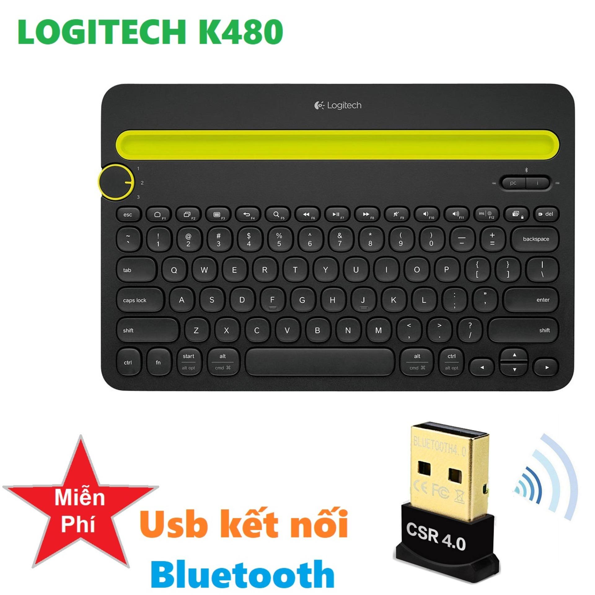 Bàn phím Bluetooth Logitech K480 + Tặng kèm 1 Usb thu Bluetooth cho PC, Laptop