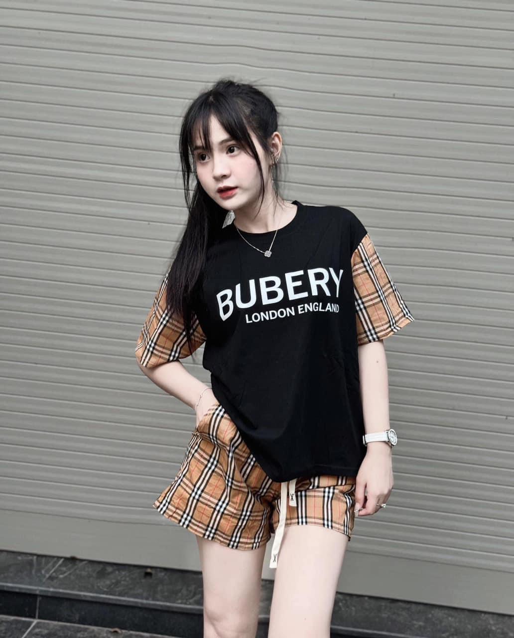 Sét bộ nữ bbr áo phông tay lỡ mix quần đùi kẻ hn50 bhf