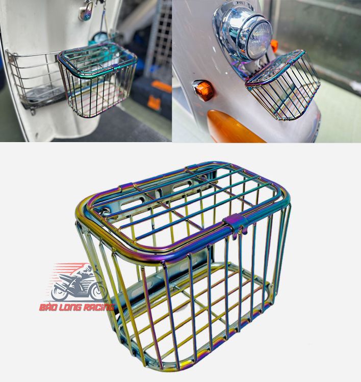 Rổ INOX MINI xi TITAN 7 MÀU Nắp Đậy Đa Năng gắn được nhiều loại xe máy Tiện Ích đẹp thời trang