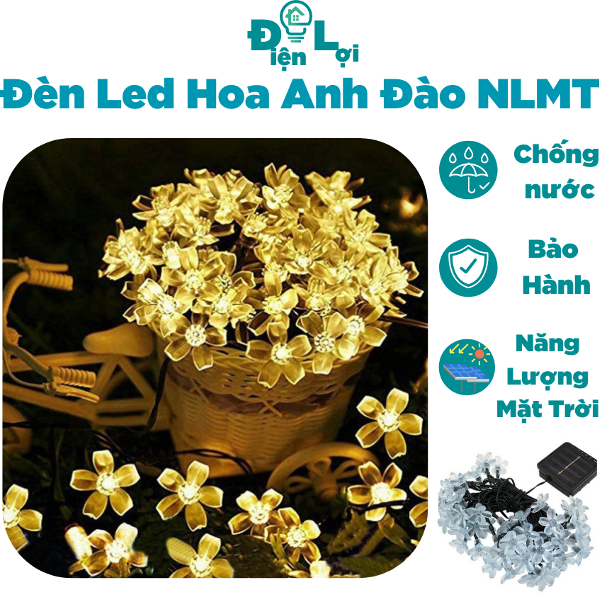 Đèn led năng lượng mặt trời led dây trang trí ngoài vườn chống thấm nước 8 chế độ nhấp nháy