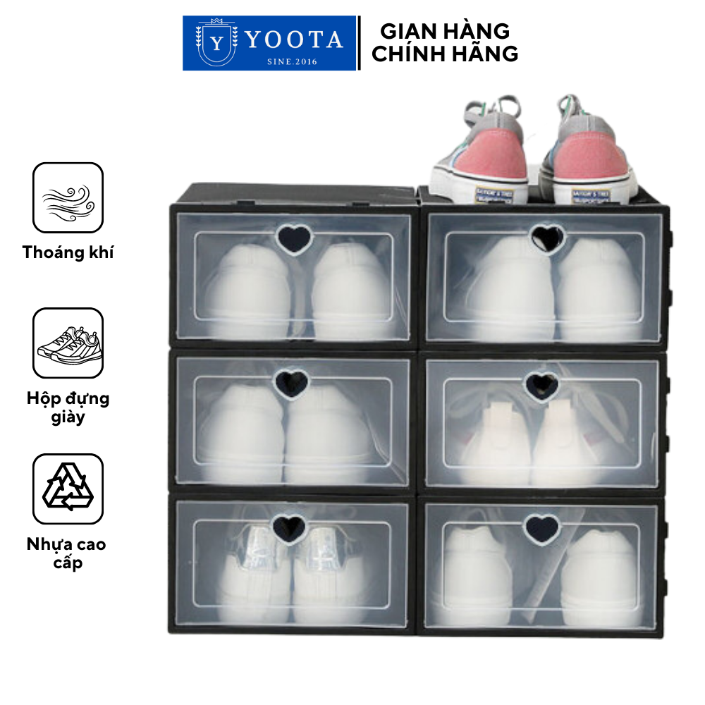 Hộp Đựng Giày Nhựa Cứng Combo 10 Hộp Để Giày Tủ Để Giày Dép Thông Minh Đen Full