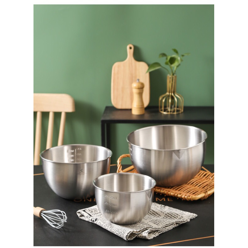 Bộ 3 thố inox 304 trộn bột , thố đánh kem, thố trộn salad