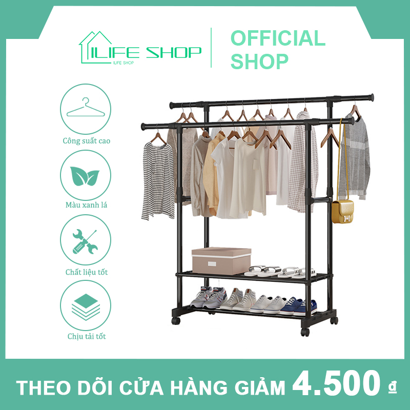 Kệ Treo Quần Ao ,giàn phơi quần áo đôi inox.lớp đơn sào phơi đồ inox cao cấp sào treo quần áo