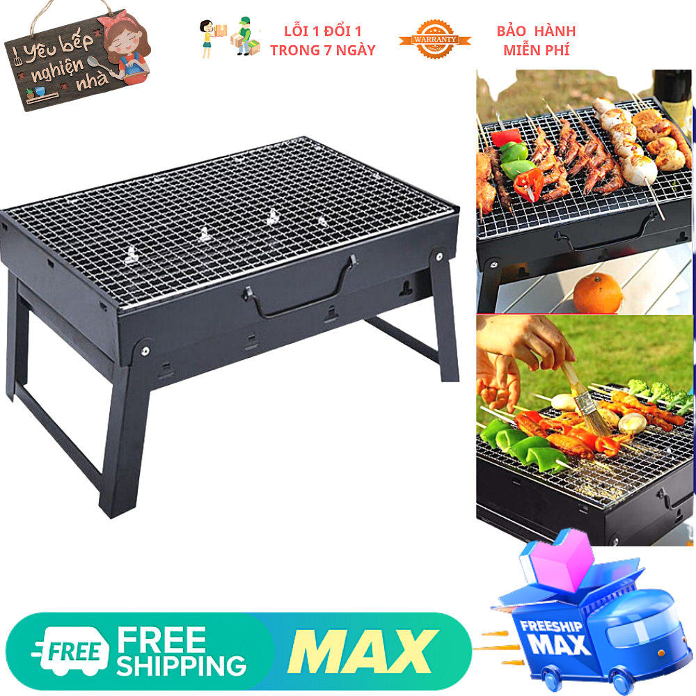 Bếp nướng than hoa vuông xếp gọn, Chất liệu thép cao cấp , thuận tiện đi du lịch, nướng BBQ ngoài trời , tổ chức tiệc gia đình – Bảo hành 6 tháng , 1 đổi 1 nếu lỗi của nhà sản xuất