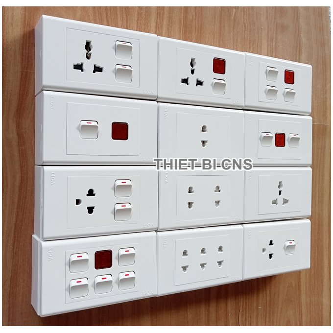 COMBO Công tắc vuông - Ổ Mạng lan, TV - Ổ cắm 16A 250V  LiOA - E18SU Chính hãng