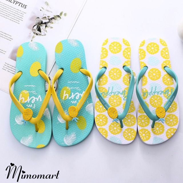 Dép Xỏ Ngón Đi Biển Họa Tiết Hoa Quả Đế Chống Trơn Trượt