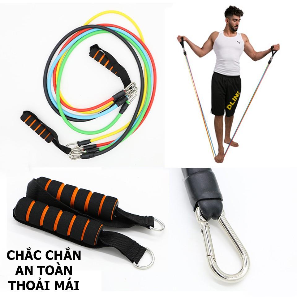 Bộ 5 Dây Đàn Hồi Tập Thể Hình , Bộ Dây Tập Gym Đa Năng , Dây Đàn Hồi Tập Thể Hình , Dây thể hình Resistant Band  Co Dãn Đàn Hồi Siêu Bền, Tặng phiếu bảo hành 1 năm Toàn quốc