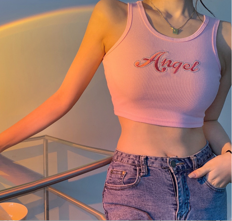 Áo Croptop Ba Lỗ Thêu Angel - Áo thêu mềm mát