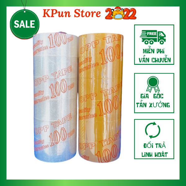 Combo 4 cây băng keo 200 yard kpun store k18 trọng lượng 1800gam gồm 6 cuộn đóng hàng kèm quà tặng dao cắt giấy cao cấp khi mua từ 6 cây
