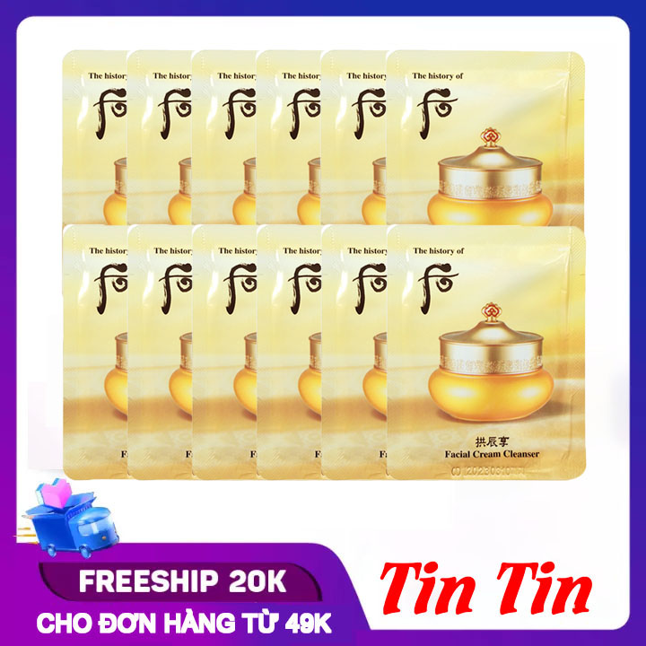Combo 40 Gói Sample Kem Tẩy Trang Whoo Facial Cream Cleanser 2ml x 40
