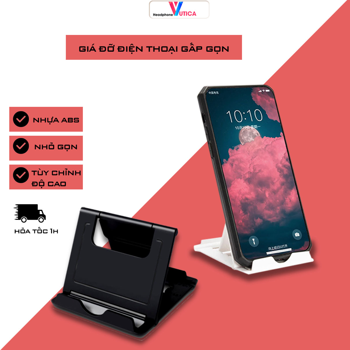 Giá đỡ điện thoại đa năng gấp gọn có silicon tiện dụng phù hợp cho smartphone và máy tính bảng GDDT01