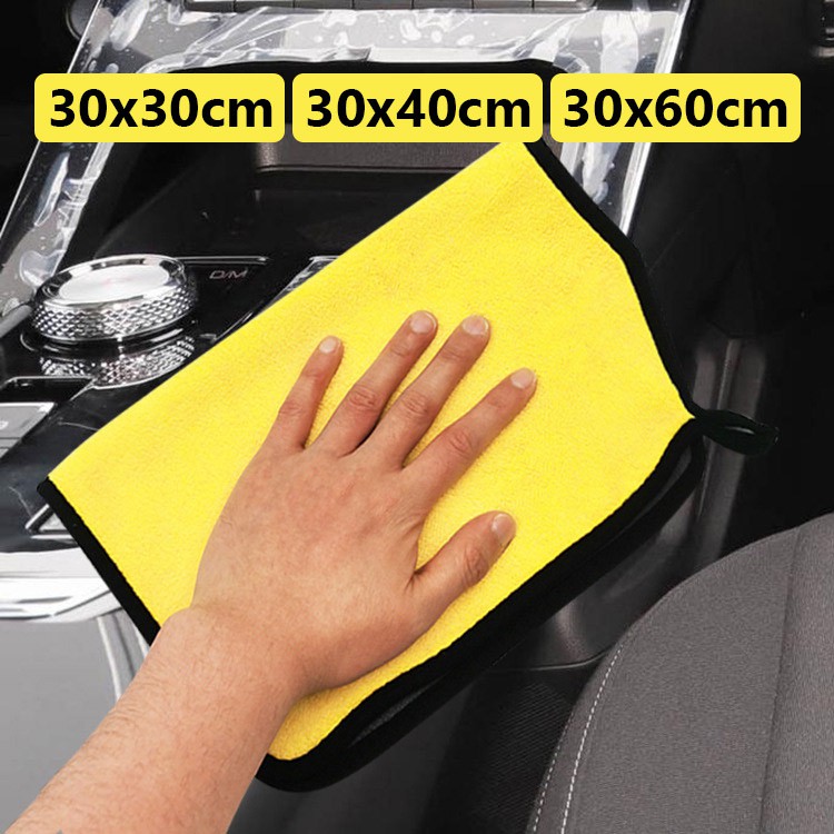 Khăn lau đa năng microfiber 2 mặt vàng - xám chuyên khăn lau xe hơi