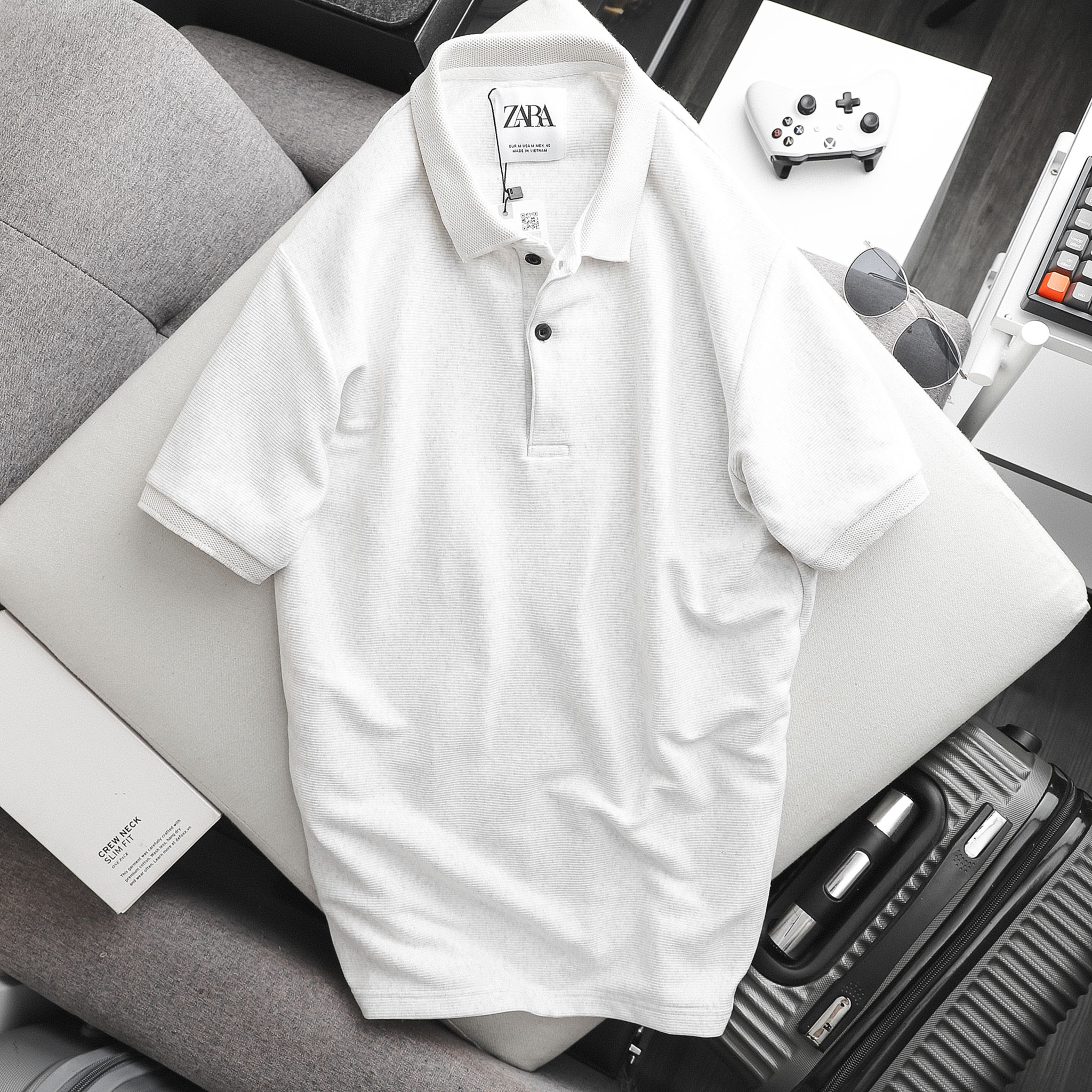 Áo polo nam ngắn tay ZARA JERSEY màu TRẮNG cao cấp - Phong Cách Lịch Lãm
