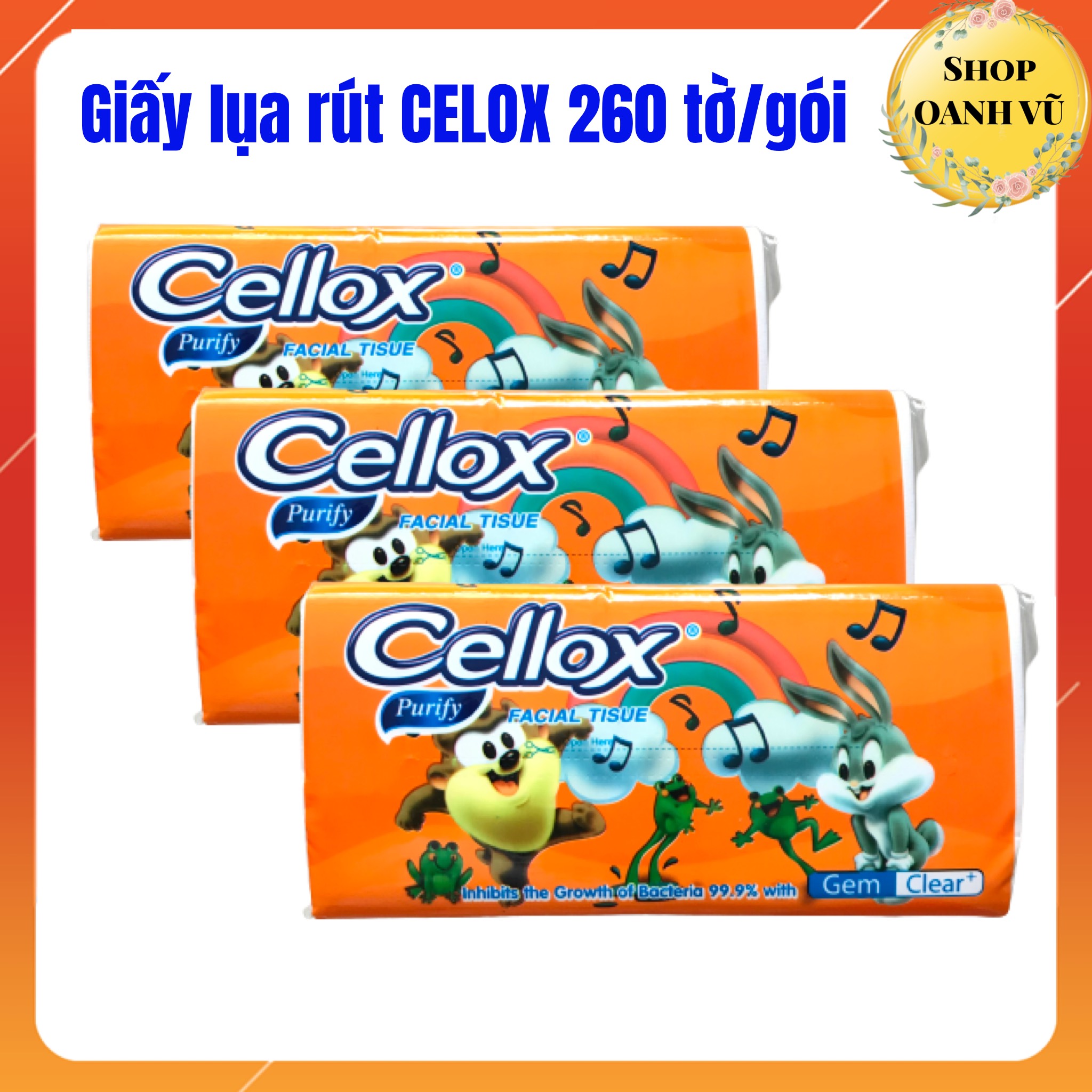 Combo 3 bịch khăn giấy rút lụa cellox 260 tờ/gói siêu dai mịn - lee's home