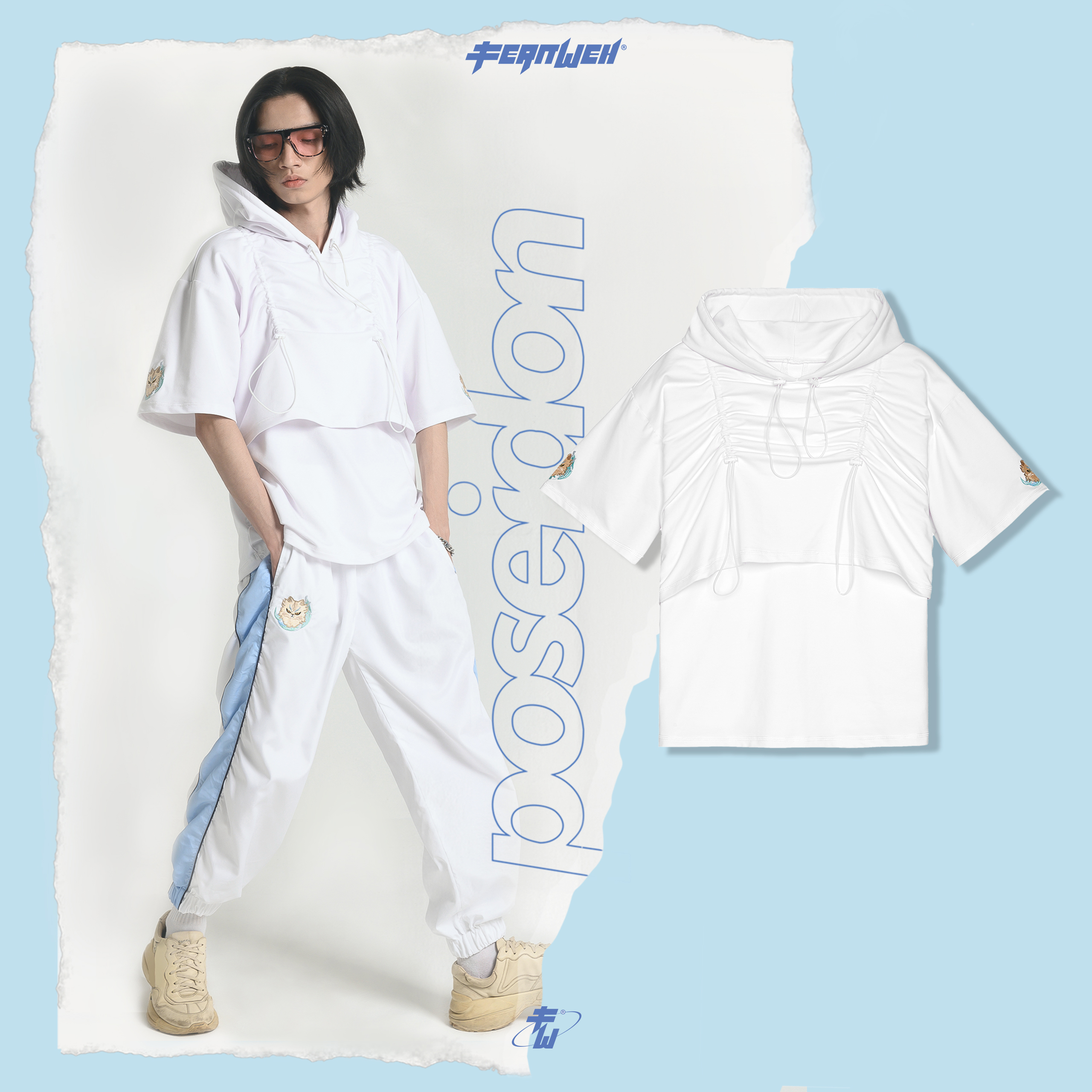 Áo hoodie poseidon Fernweh local brand rút dây thời trang white streetstyle