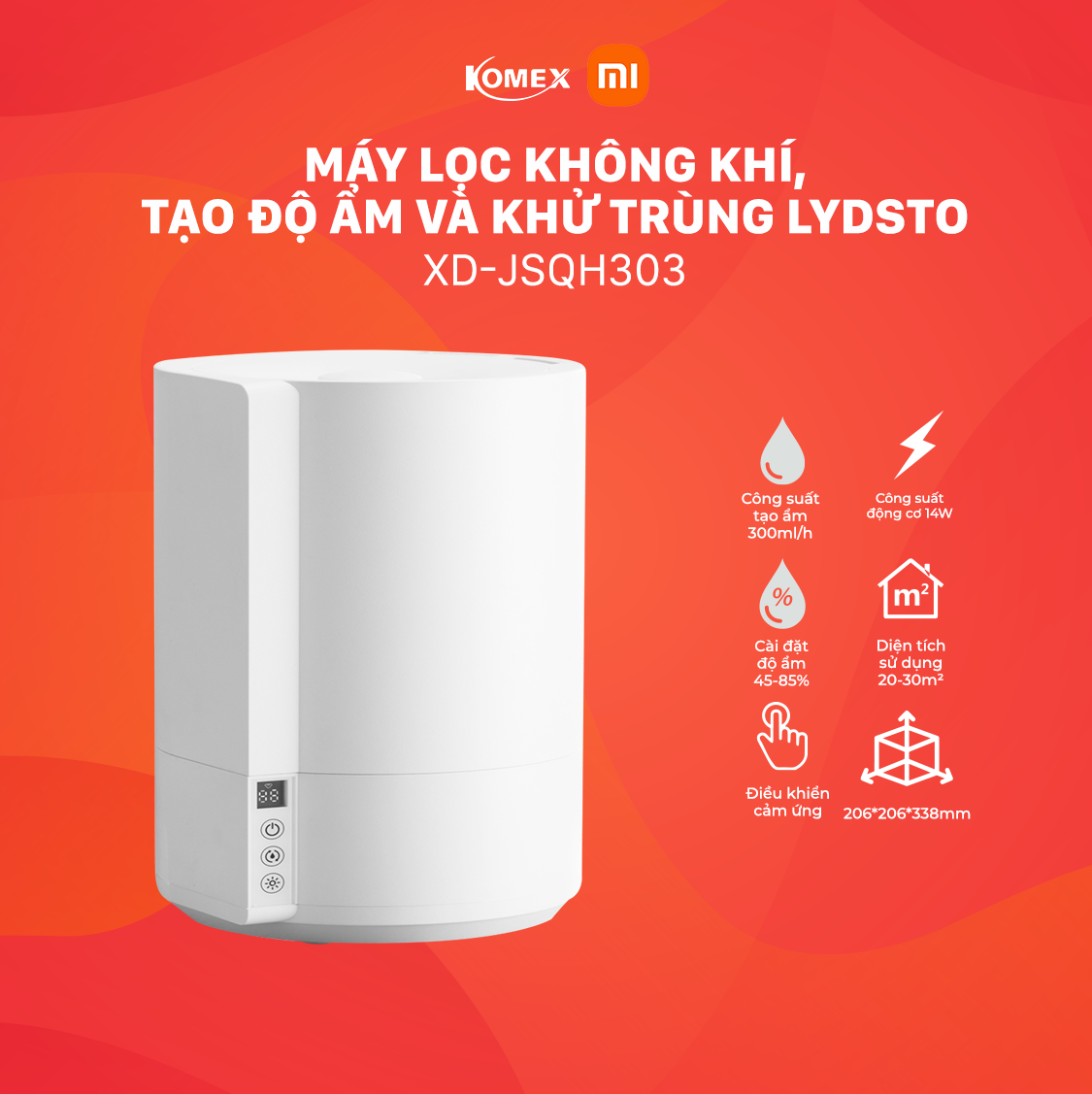 Máy lọc không khí Xiaomi Lydsto H303 Tự tạo độ ẩm và khử trùng thông minh