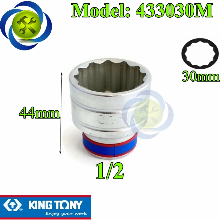 Tuýp 30mm 1/2 kingtony 433030m 12 cạnh màu trắng dài 44mm
