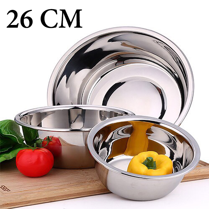 Thau rửa rau, củ quả bằng inox 26 CM. Thau đựng rau củ