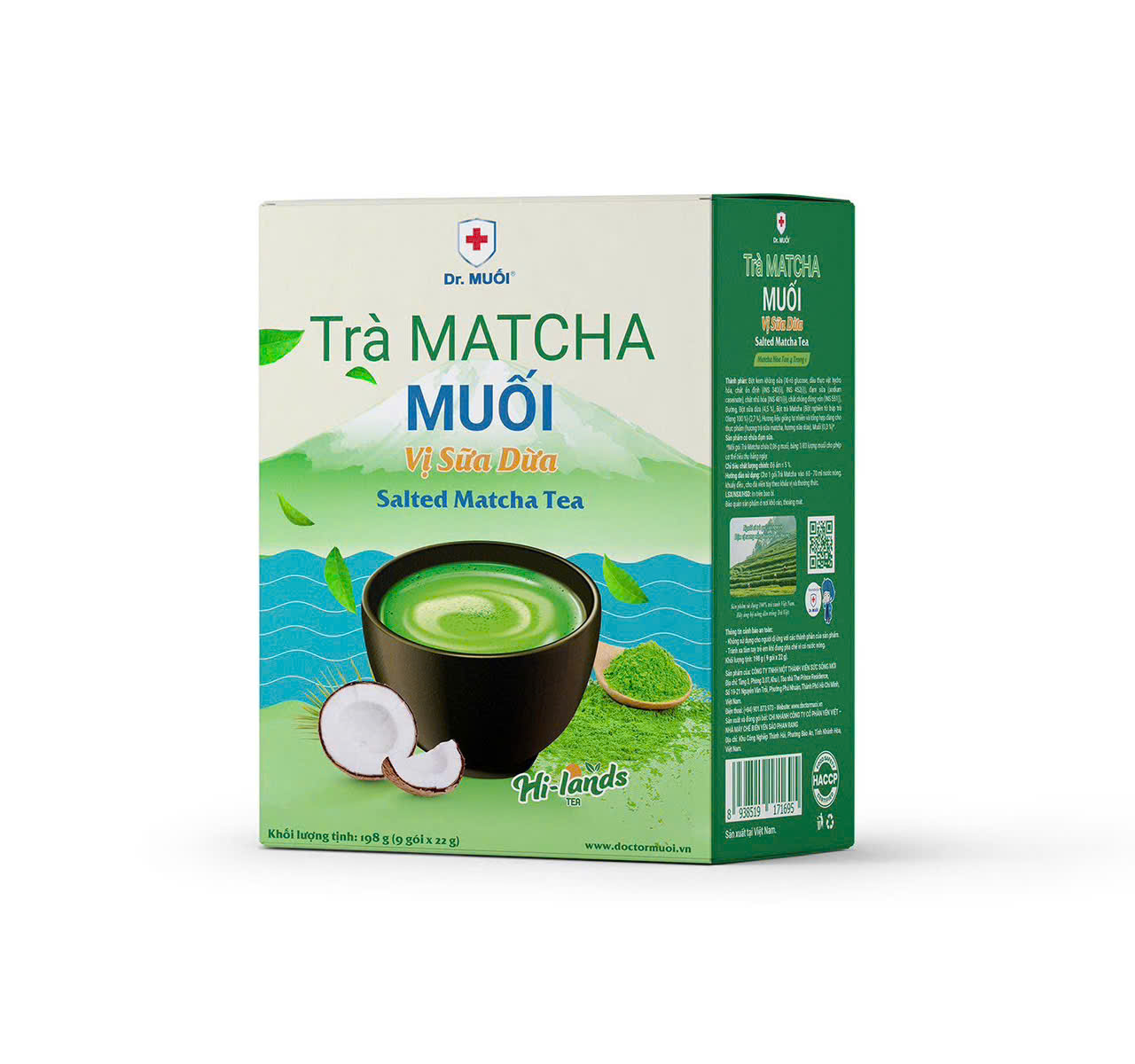 Trà Matcha Muối Vị Sữa Dừa Hộp 198g Mr.Muối Hương Vị Dừa Tự Nhiên Kết Hợp Sữa Hộp 9 Gói