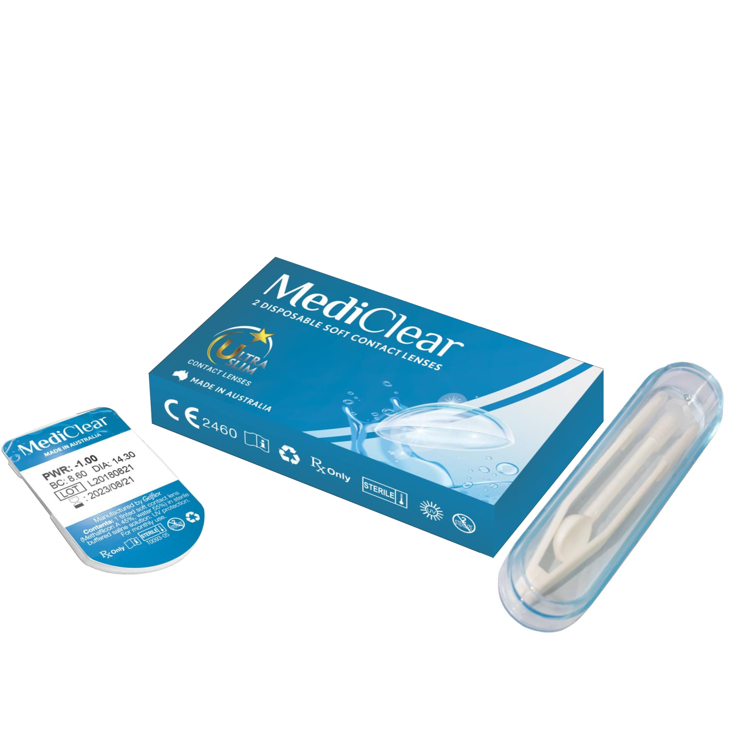 [HCM][Một Miếng] Kính Áp Tròng Australia Cận Thị Không Màu Mediclear 3 Tháng + Nhíp Đeo Lens (Độ cận từ 1 - 10 độ)