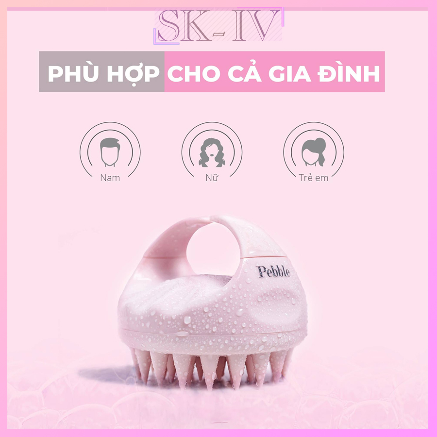 Lược gội đầu pebble lucy- good hair lucy bảo vệ da đầu tổn thương do móng tay - lược gội đầu silicone mềm mại thiết kế nhỏ gọn