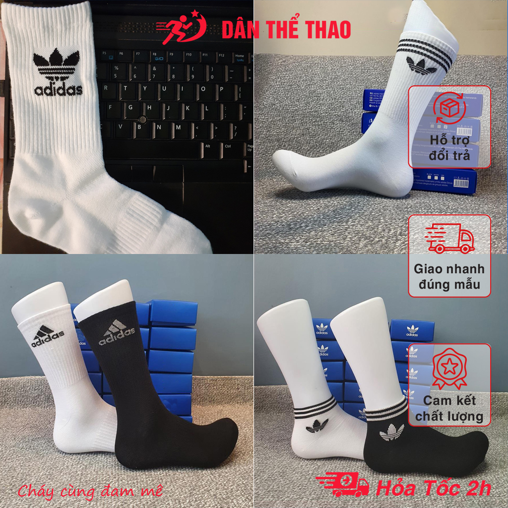 Vớ das 3 lá, 3 sọc loại 1, tất cao cổ, thấp cổ trắng đen thể thao, thời trang tuyệt đỉnh cú mèo