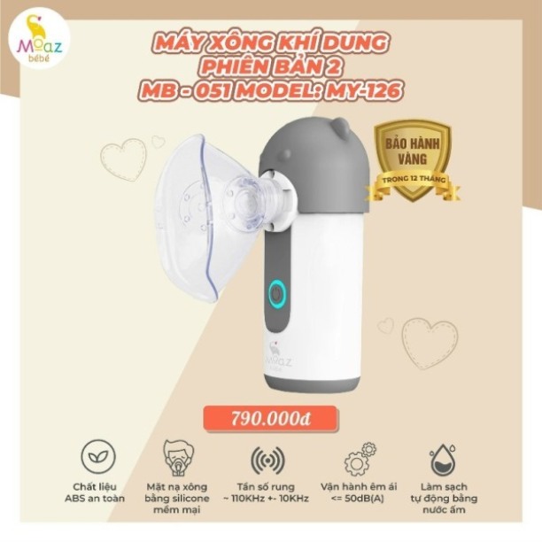 Máy xông mũi họng khí dung mb051 moaz bébé mb - 051 mgm