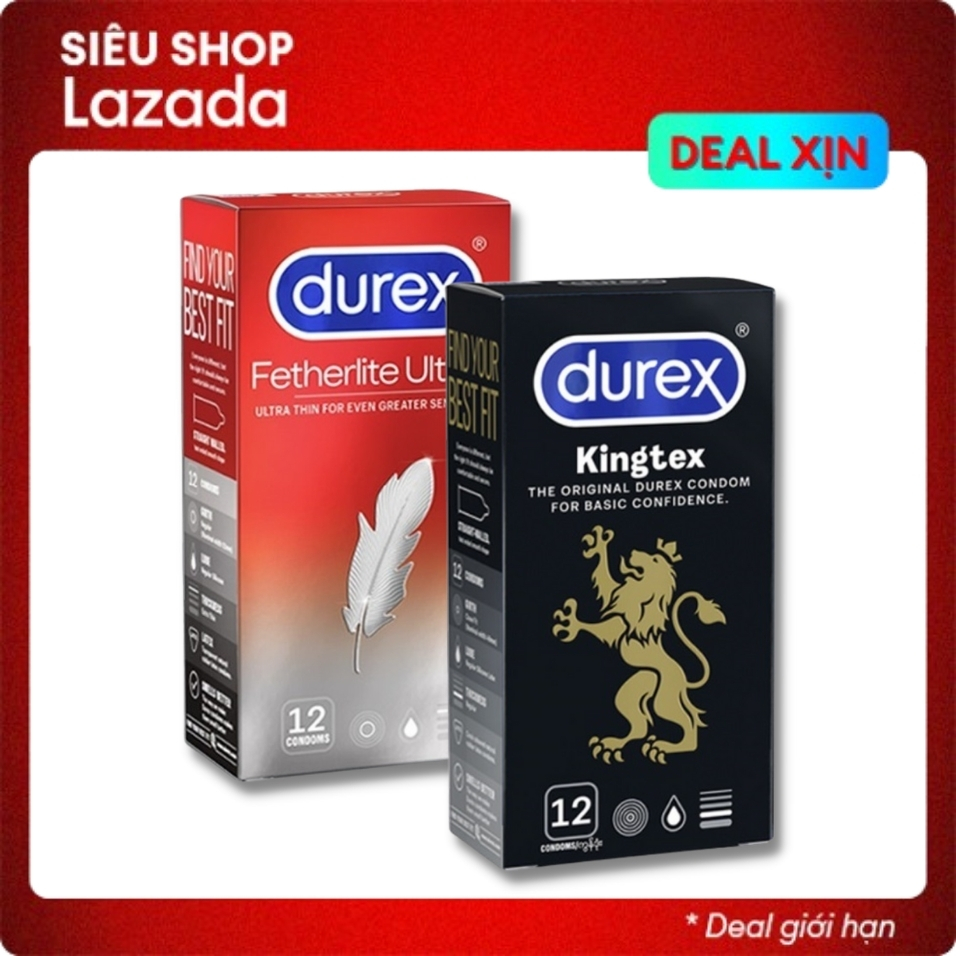 bao cao su durex ultima siêu mỏng + durex kingtex size cỡ nhỏ 02 hộp