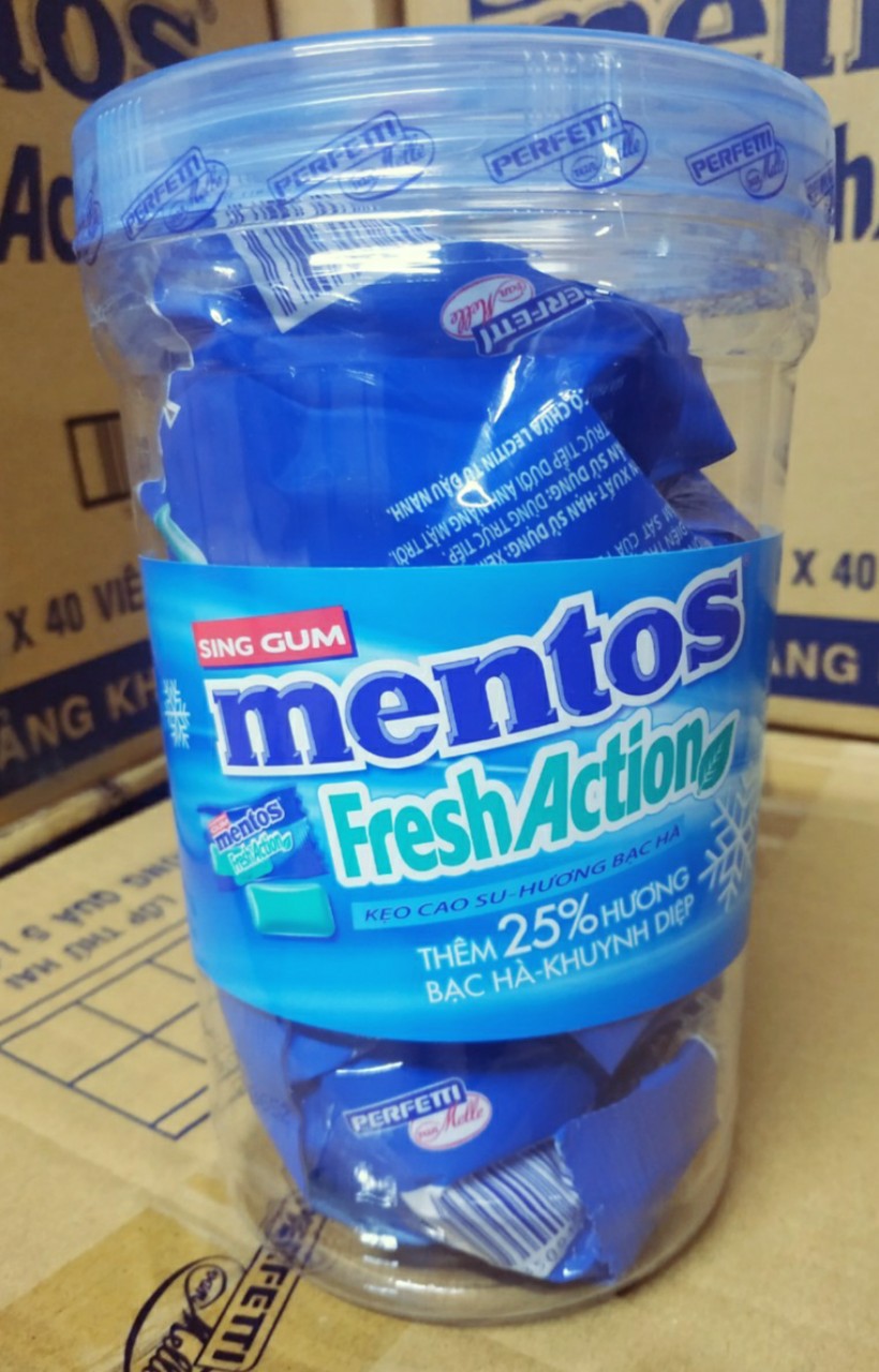 [TẶNG HŨ NHỰA CAO CẤP] Combo 2 gói kẹo cao su Mentos Fresh Active 80 chiếc